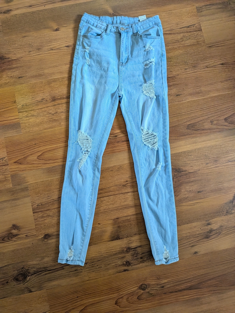 SHEIN Light Blue Ripped Skinny Jeans In Excellent Condition